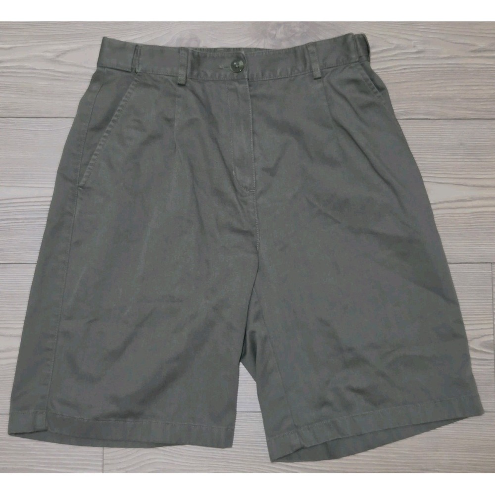 L.L. Bean Shorts, Women's Size 6, Green, Pleated, Elastic Waist, Original Fit